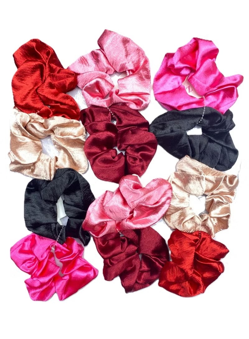 Star Beja 6 Pcs Multicolor Satin Silk Hair Scrunchies – Soft Elastic Hair Ties & Fashion Ponytail Holders for Women & Girls | Smooth No-Damage Hair Bands for Daily Use